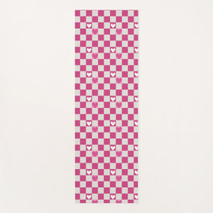 Pink Checkers & Hearts Yoga Mat