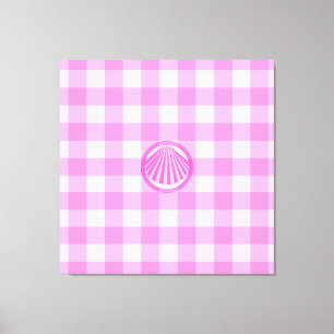 Pink Checkers with Sea Shell Canvas Print