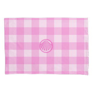 Pink Checkers with Sea Shell- Pillowcase