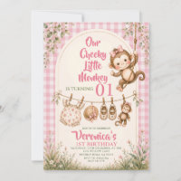Pink Cheeky Little Monkey First Birthday