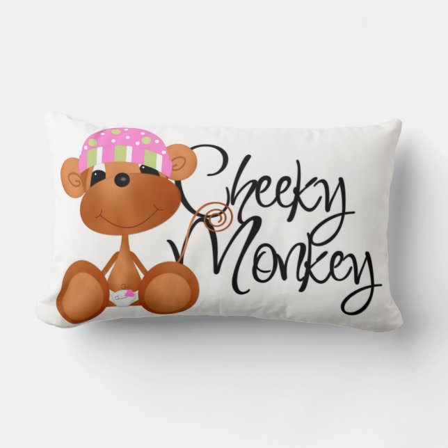 Pink Cheeky Monkey Pillow (Front)