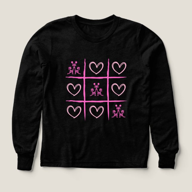 Pink Cheer Tic-Tac-Toe Valentine's Day Shirt  (Design Front)