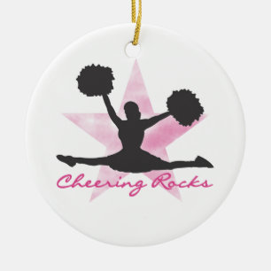 Pink Cheering Rocks T-shirts and Gifts Ceramic Tree Decoration