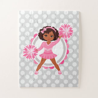 Pink Cheerleader African American - Cute Cheer Jigsaw Puzzle