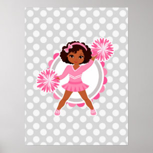 Pink Cheerleader African American  - Cute Cheer Poster