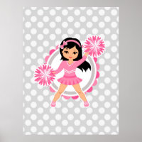 Pink Cheerleader Black Hair - Cute Cheer