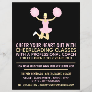 Pink Cheerleader, Cheerleading Classes Flyer