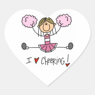 Pink Cheerleader Heart Sticker