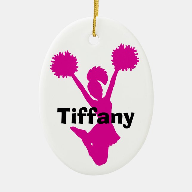 Pink Cheerleader Ornament (Front)