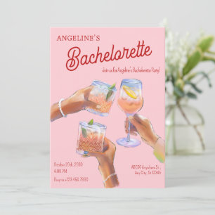 Pink cheers Bachelorette Invitation