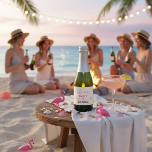 Pink Cheers Bachelorette Mini Champagne Sparkling Wine Label