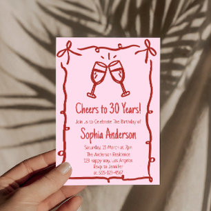 Pink “Cheers to 30 Years” Birthday Invitation