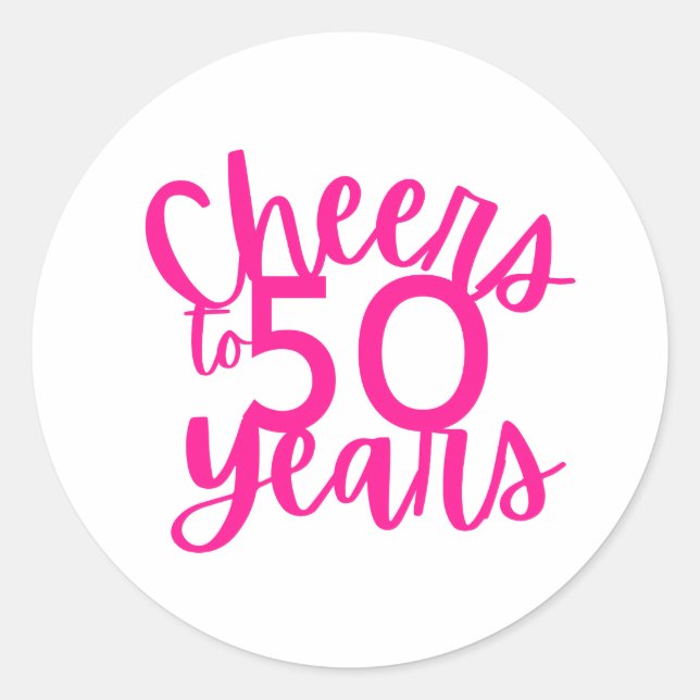 Pink Cheers to 50 Years Sticker (Front)