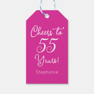 Pink Cheers to 55 Years 55th Birthday Gift Tags