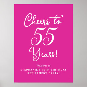 Pink Cheers to 55 Years Retirement Party Poster