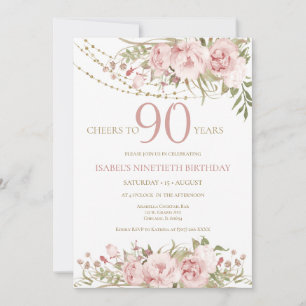 Pink Cheers to 90 Years Birthday  for Her Invitation