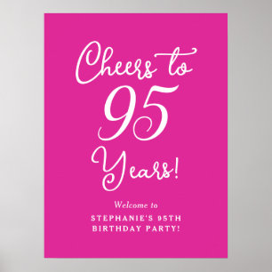 Pink Cheers to 95 Years 95th Birthday Welcome Sign