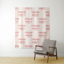 Pink Cheers to Forty Years 40th Birthday Backdrop