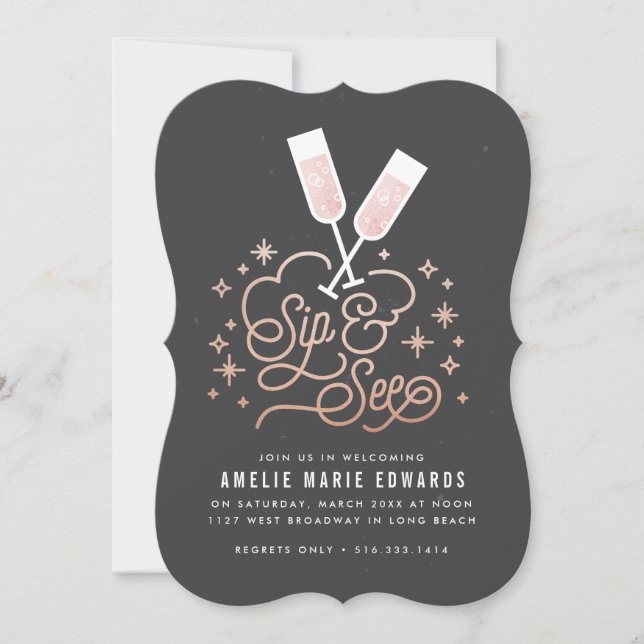 Pink Cheers to the Little One Sip & See Invitation (Front)