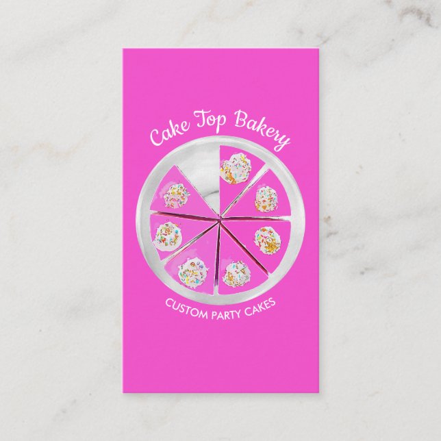 Pink Cheese Cake Top Slice Business Card (Front)