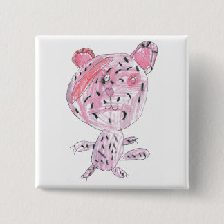 Pink cheetah 15 cm square badge