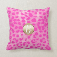 Pink Cheetah Leopard Print Monogram Gold Glitter