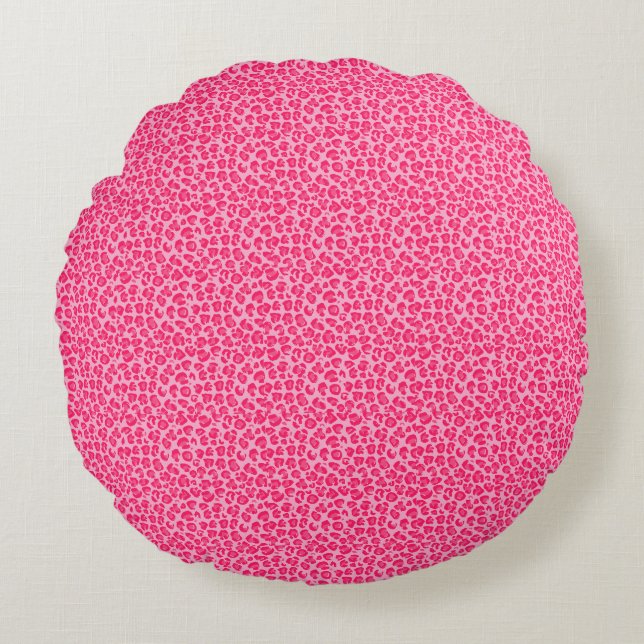 Pink Cheetah Leopard Print round pillow (Front)