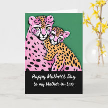 Pink Cheetah Mum + Cub Mothers Day Mother-in-Law