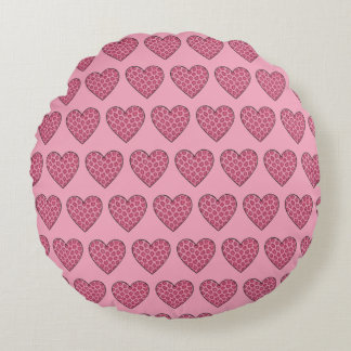 Pink Cheetah Print Hearts Round Cushion