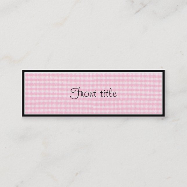 Pink Chequerboard Fabric Background Template Mini Business Card (Front)