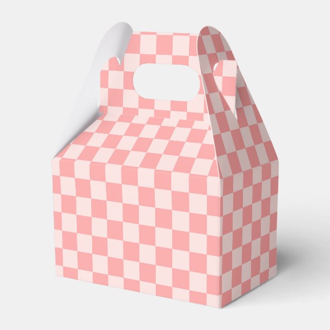 Pink Chequerboard Favour Box (Front Side)