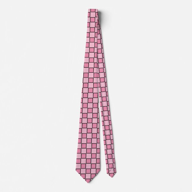 Pink Chequerboard Pattern Tie (Front)