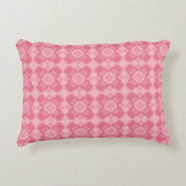 Pink Chequered Argyle Pattern Decorative Cushion (Front)