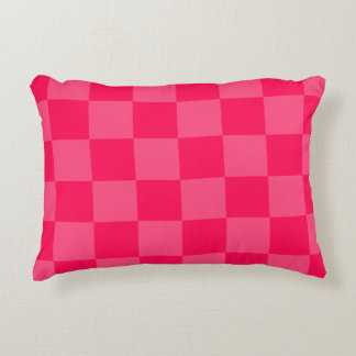 Pink chequered background decorative cushion
