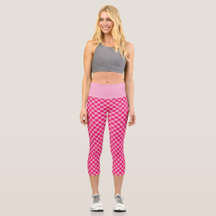 Pink Chequered Capri Leggings