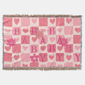 Pink chequered design Throw Blanket