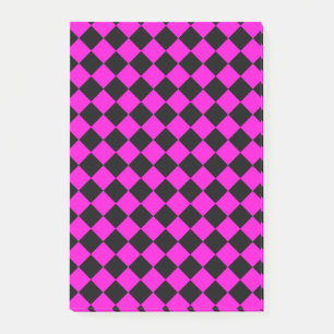 Pink Chequered Diamond Pattern Post-it Notes