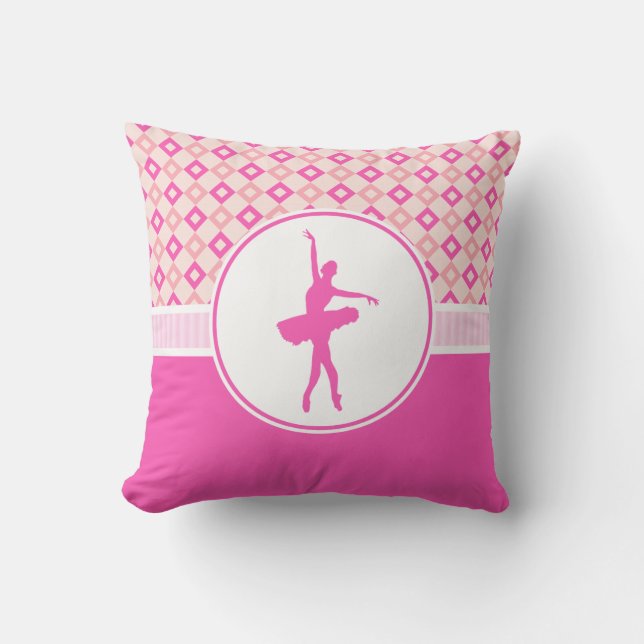 Pink Chequered Diamonds Dance with Monogram Cushion (Front)