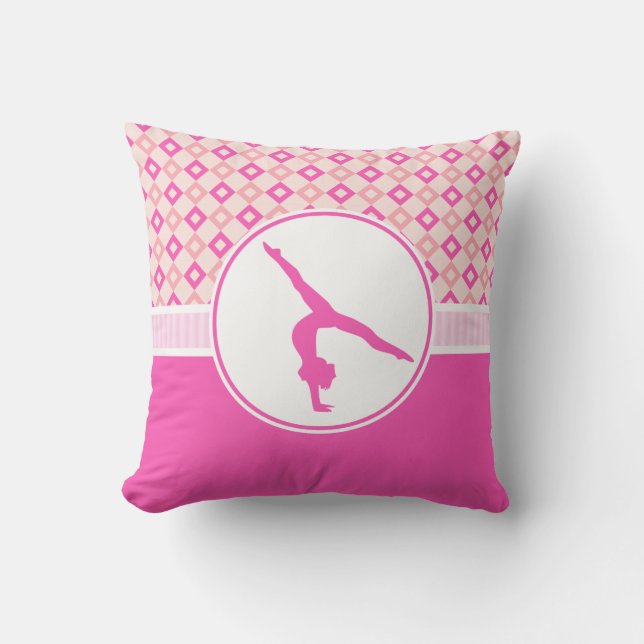 Pink Chequered Diamonds Gymnastics w/ Monogram Cushion (Front)