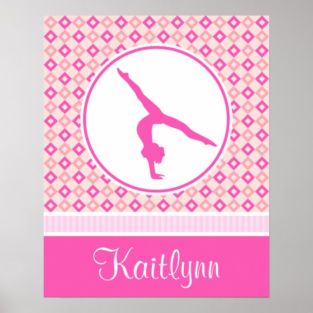 Pink Chequered Diamonds Gymnastics w/ Monogram Poster (Front)