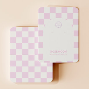 Pink Chequered Earring Display Card