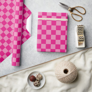 Pink Chequered geometric Wrapping Paper