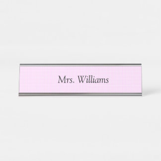 Pink Chequered Name Plate
