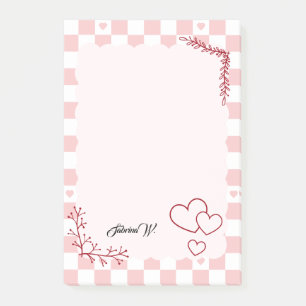 Pink Chequered Pattern Background Post-It Notes