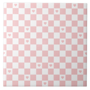 Pink Chequered Pattern Background Tile