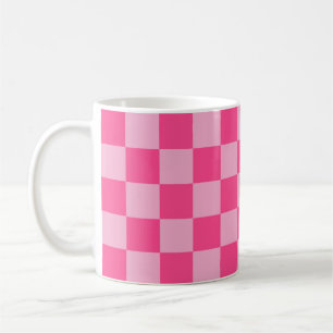 Pink Chequered Print Coffee Mug