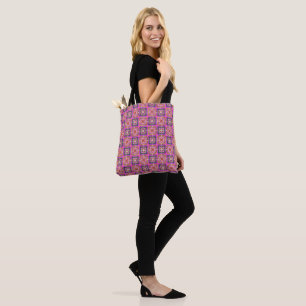Pink Chequered Tote Bag