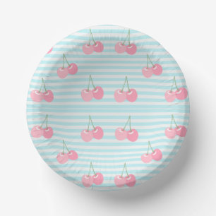 Pink Cherries Summer Paper Plate