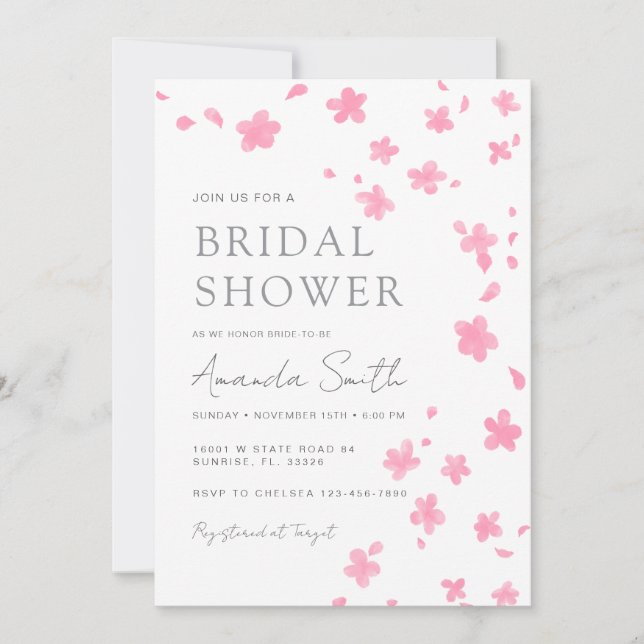 Pink Cherry Bloosom Bridal Shower Invitation (Front)
