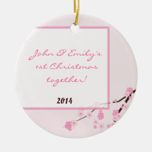 Pink Cherry Blosom Personalised Name Ornament